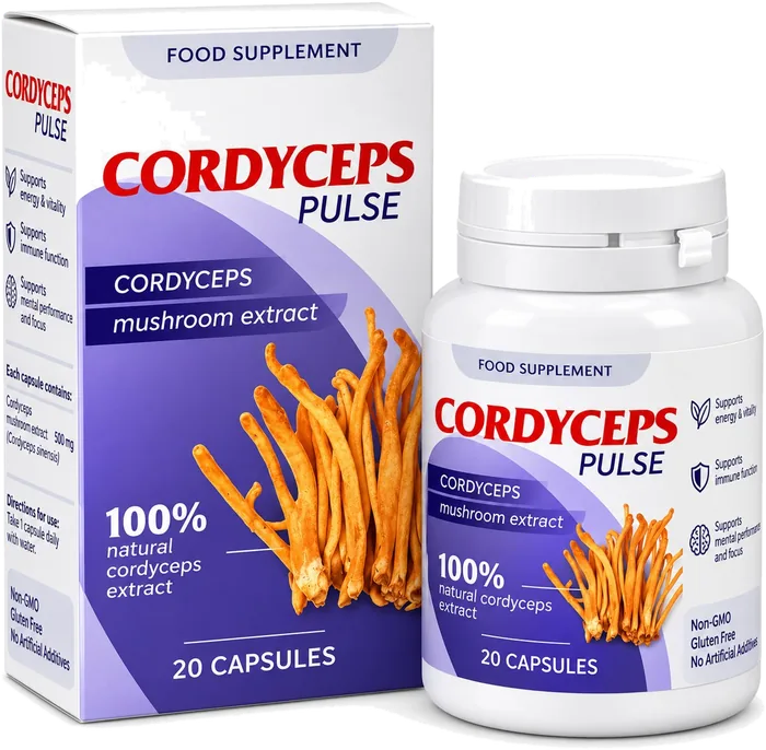 Balení Cordyceps Pulse s obsahem 20 kapslí